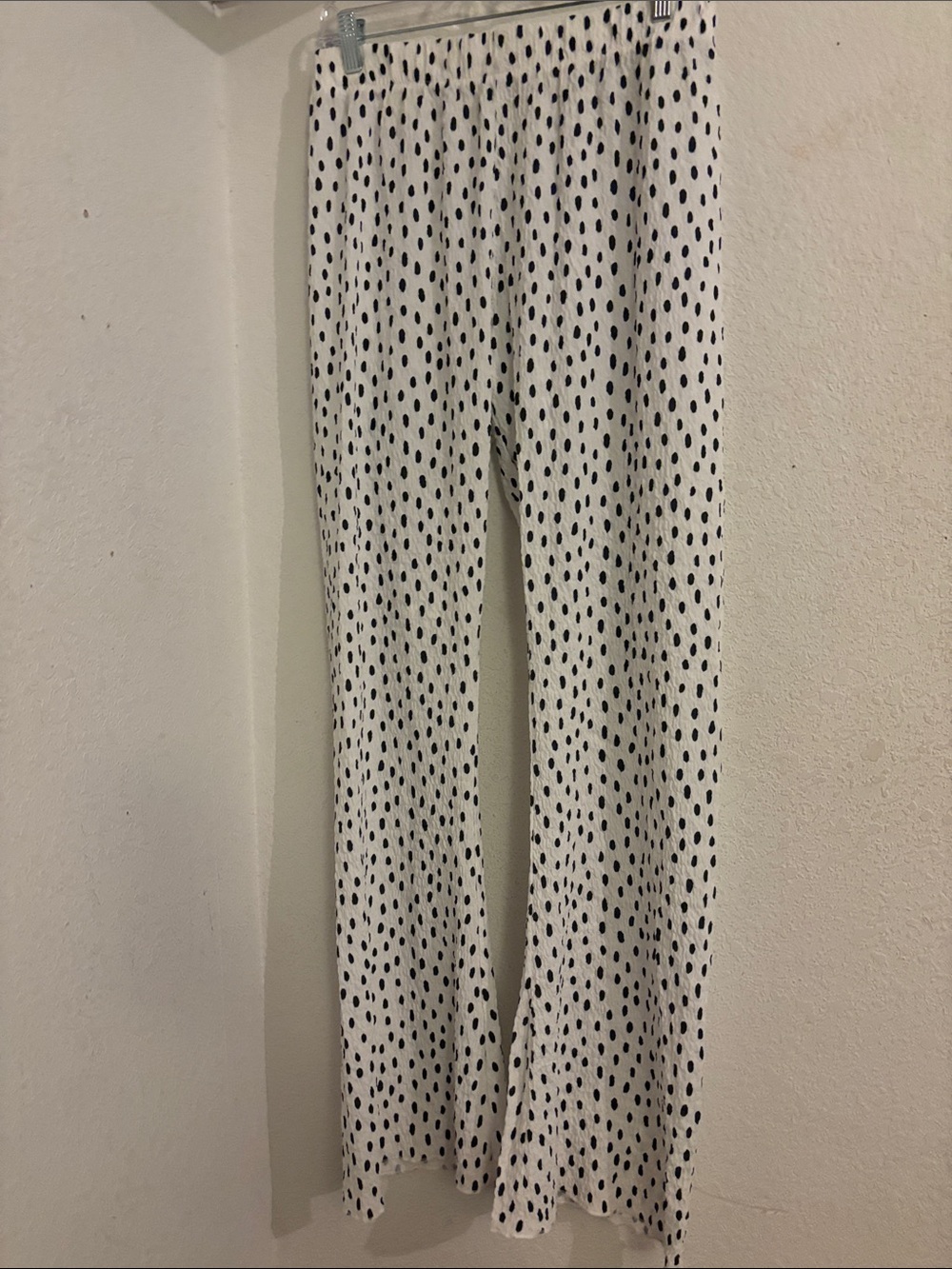 Zara White Polka Dot Boot Cut Pants